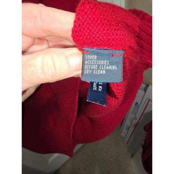 POLO RALPH LAUREN 1/4 ZIP MOCK PULLOVER RED MENS M PREPPY CASUAL LEATHER ACCENT - Picture 6 of 8